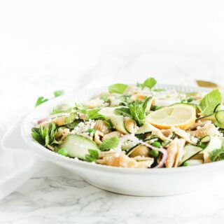 spring pea and zucchini pasta salad