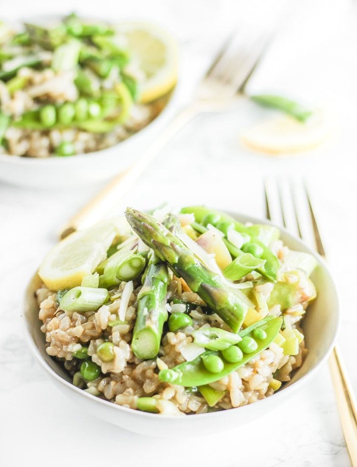 spring vegetable instant pot brown rice risotto