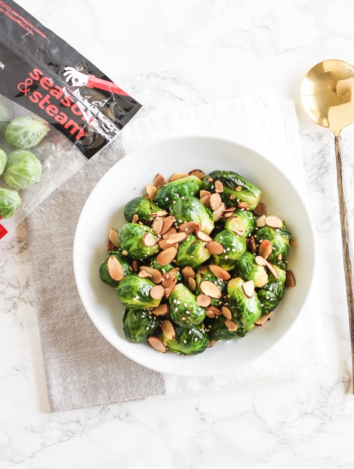 sesame almond brussels sprouts