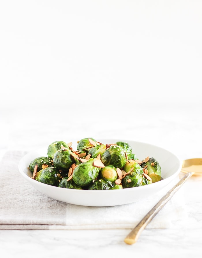 sesame almond brussels sprouts