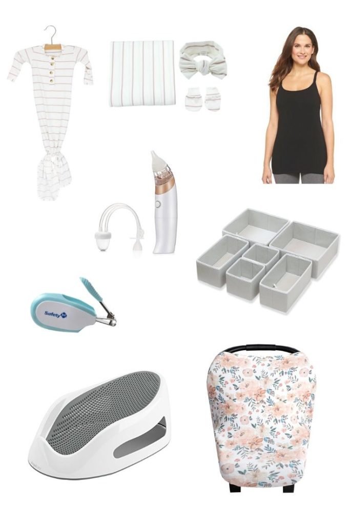 a roundup image of newborn essentials for first time moms