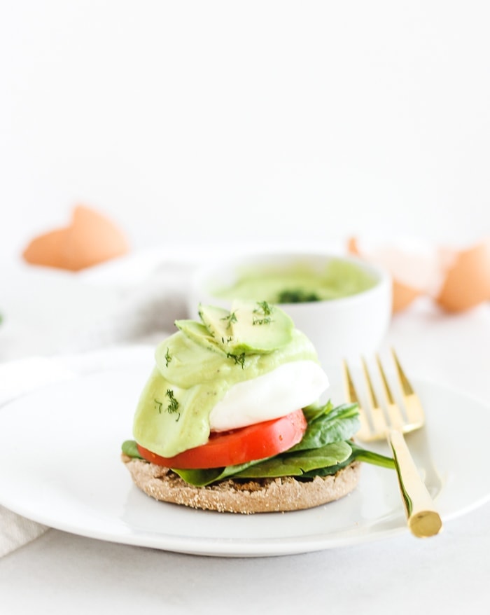 california eggs benedict with avocado hollandaise