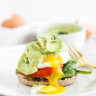 california eggs benedict with avocado hollandaise