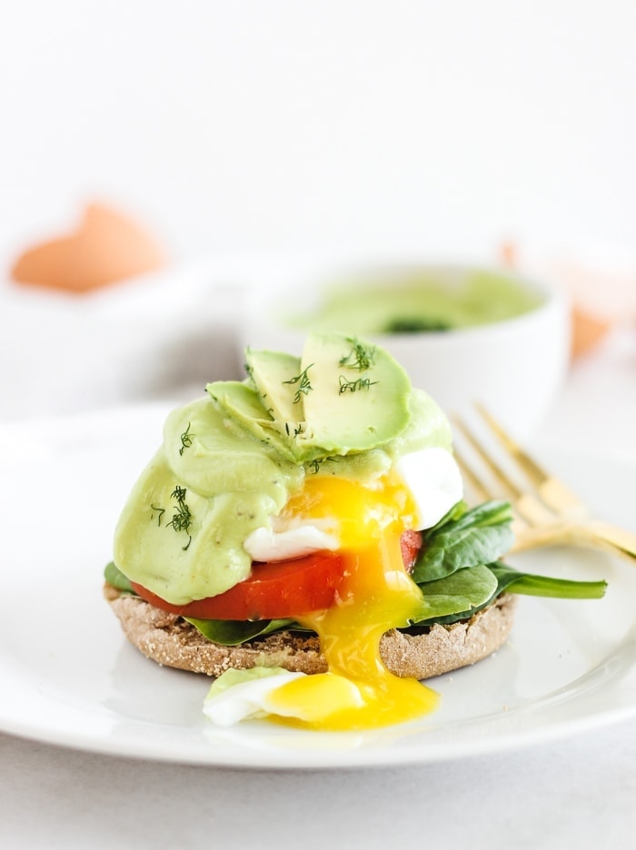 Green Chile Avocado Eggs Benedict - Cooking for Keeps