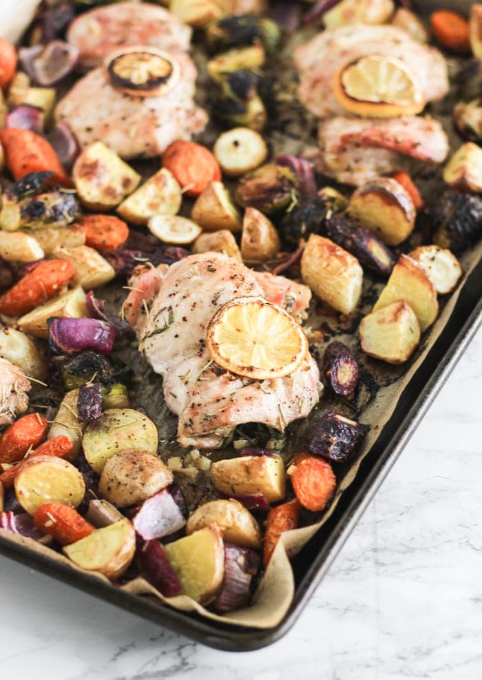 sheet pan lemon chicken meal prep