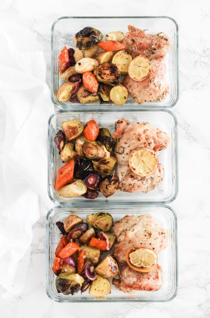 sheet pan lemon chicken meal prep