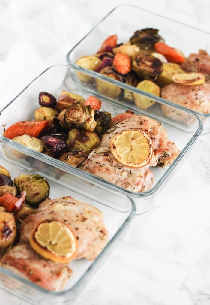 sheet pan lemon chicken meal prep