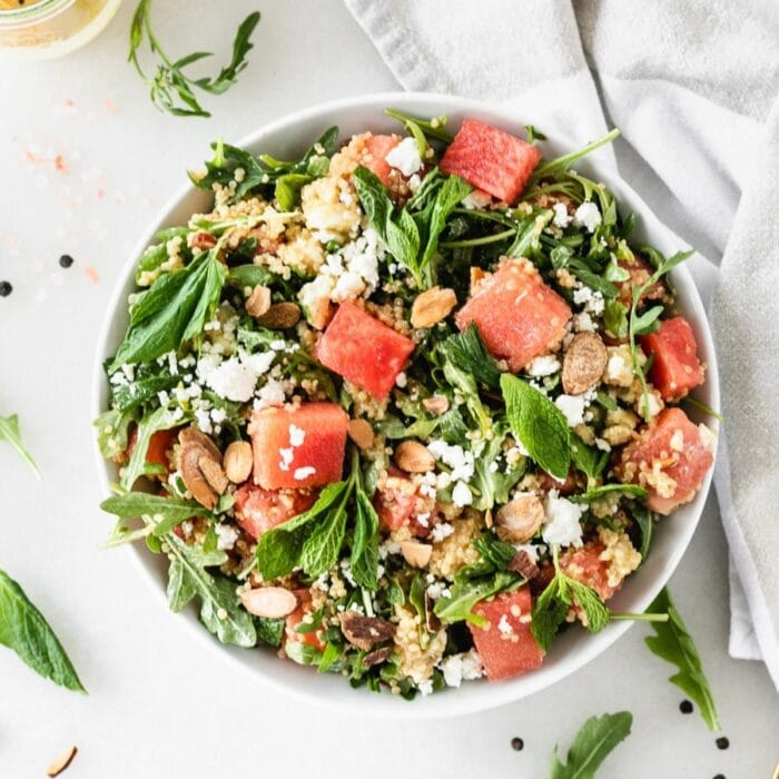 Watermelon Arugula Salad with Quinoa and Feta - Lively Table