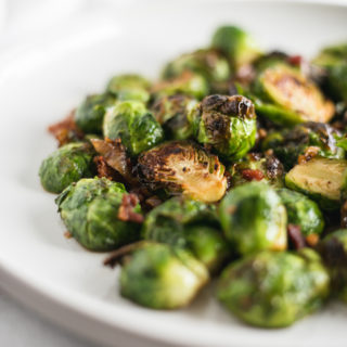Bourbon Brown Sugar Roasted Brussels Sprouts with Bacon
