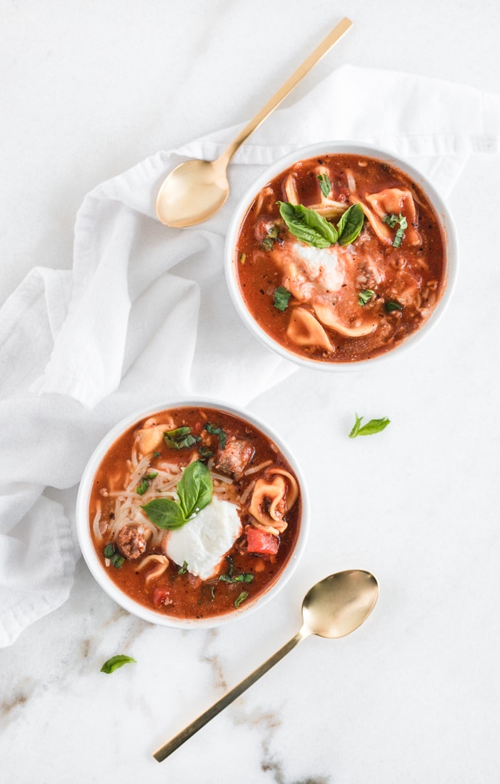 easy tortellini lasagna soup