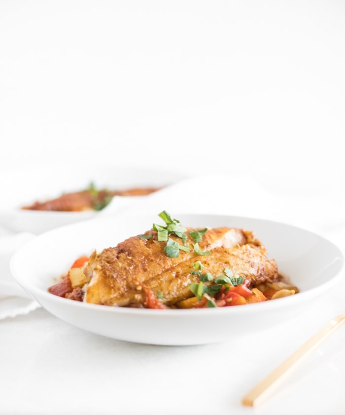 Moroccan Cod Skillet with Stewed Tomatoes and Chickpeas Lively Table