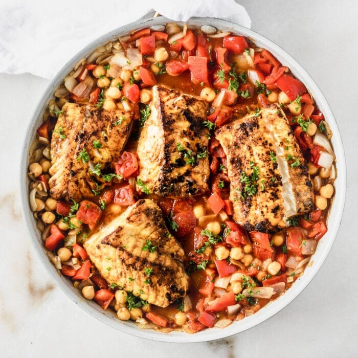 Moroccan Cod Skillet with Stewed Tomatoes and Chickpeas Lively Table