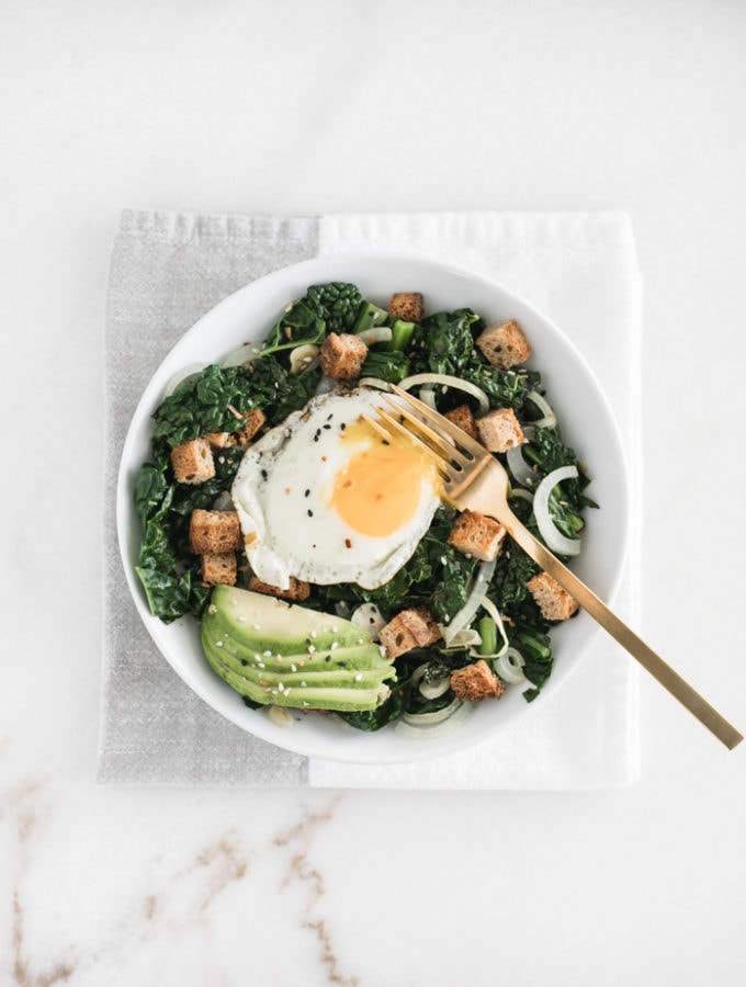Simple Warm Kale Breakfast Salad Lively Table