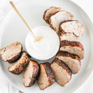 coffee rubbed pork tenderloin with horseradish cream sauce