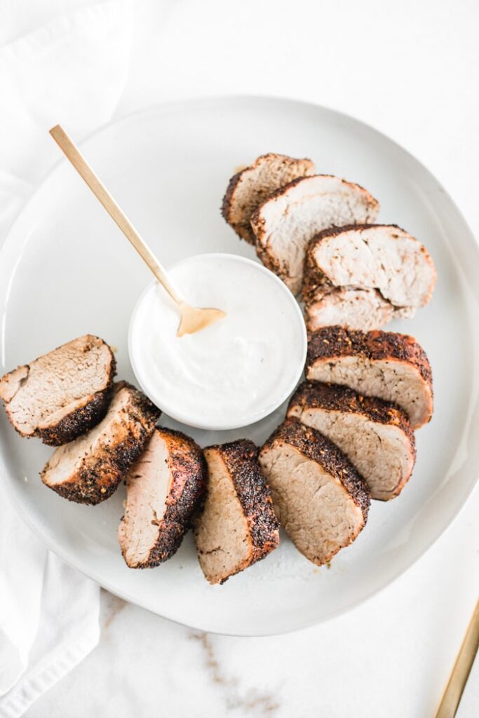 coffee rubbed pork tenderloin with horseradish cream sauce