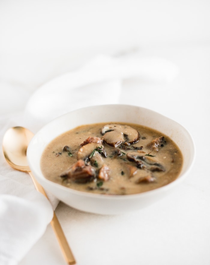 Easy, creamy prime rib soup made with leftover prime rib, mushrooms, and yogurt. 