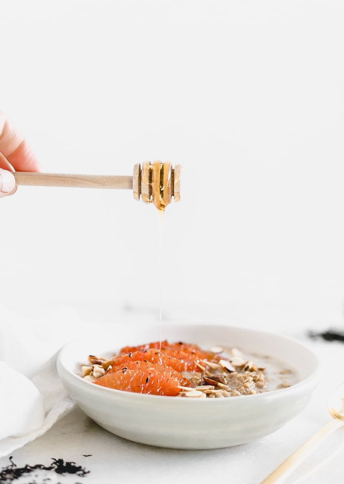 earl grey oatmeal with honey broiled grapefruit