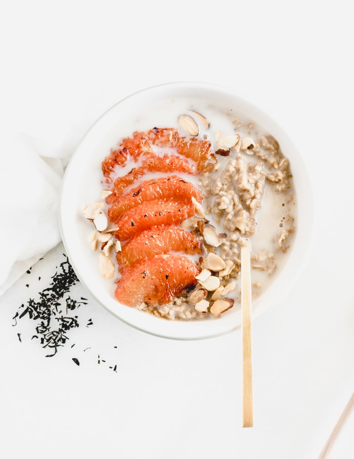 earl grey oatmeal with honey broiled grapefruit