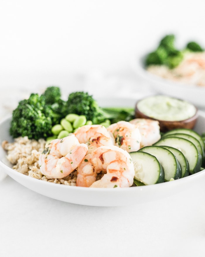 meal prep shrimp green goddess grain bowls