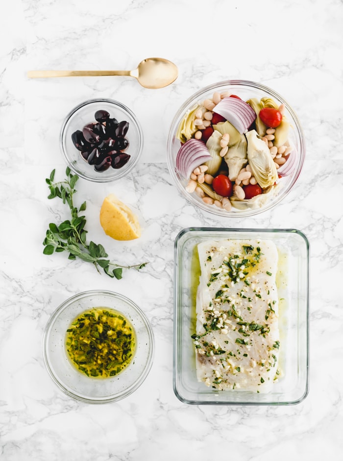 Sheet Pan Mediterranean Baked Alaska Whitefish ingredients