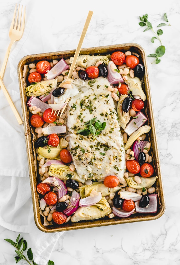 Easy Sheet Pan Mediterranean Baked Alaska Whitefish