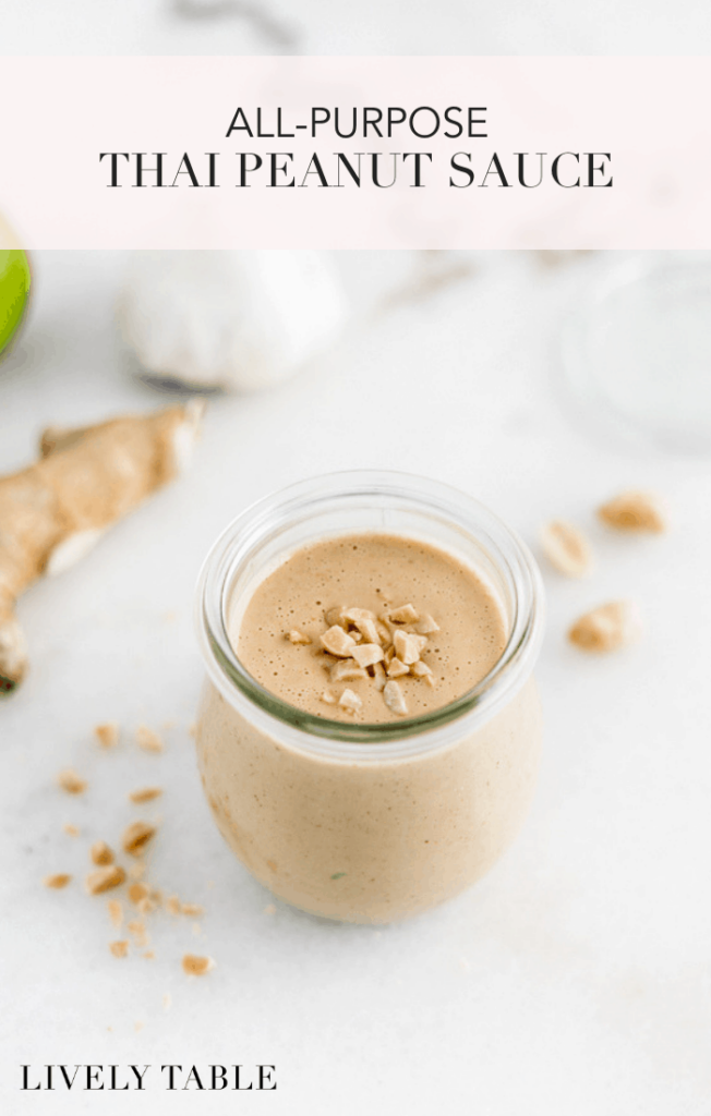 This delicious, easy, and healthy all-purpose Thai peanut sauce is the only recipe you'll need! It's perfect for dipping springs rolls, dressing salads, and drizzling on noodles! Make it as spicy or mild as you like. (#vegan and #glutenfree options) #peanutsauce #peanutbutter #thai #recipes #healthy #easy