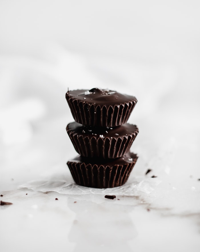 homemade peanut butter cups stacked