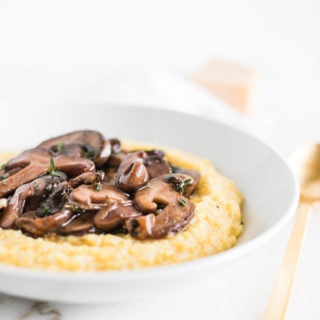 creamy parmesan polenta with red wine mushrooms