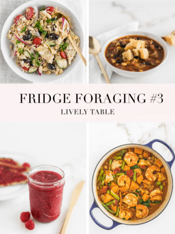 In the third installment of fridge foraging, I make Greek orzo salad, tamale soup, shrimp curry, raspberry jam, and a 'throw everything in the blender' smoothie. #endfoodwaste #fridgeforaging #foodwaste #sustainability #leftovers #livelytable