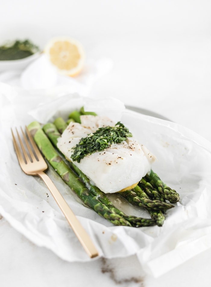 lemon asparagus fish en papillote