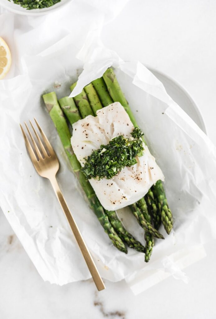 lemon asparagus fish en papillote