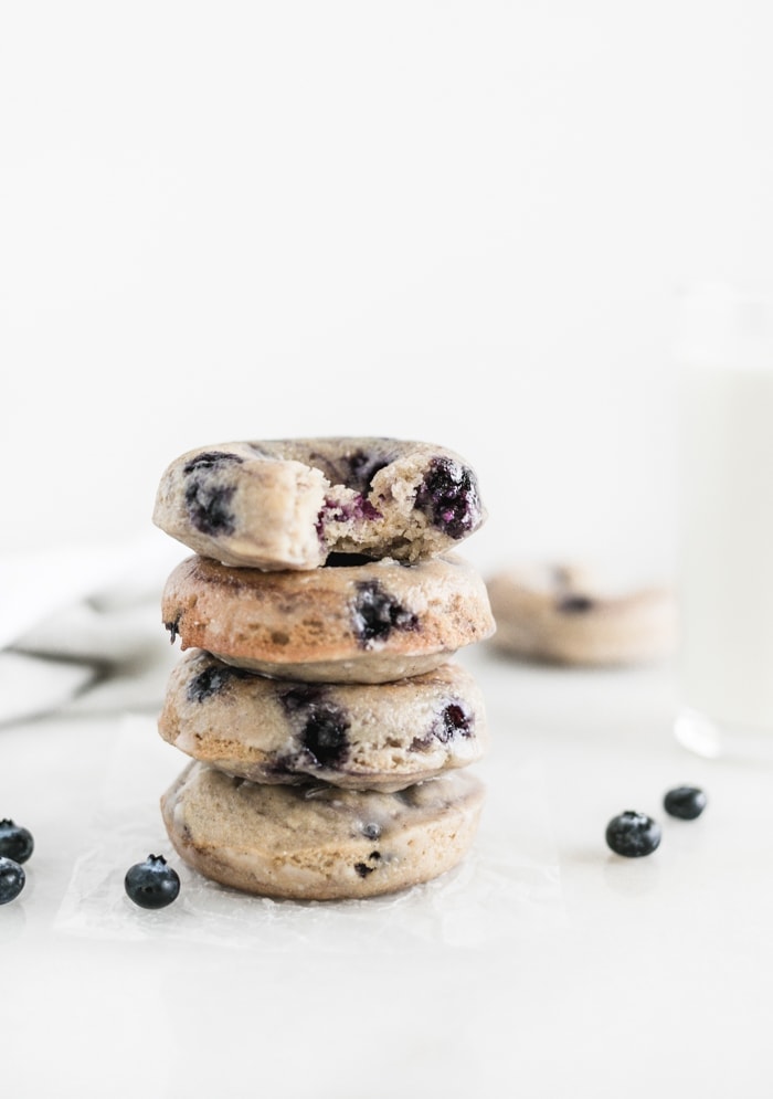 stacked blueberry donuts