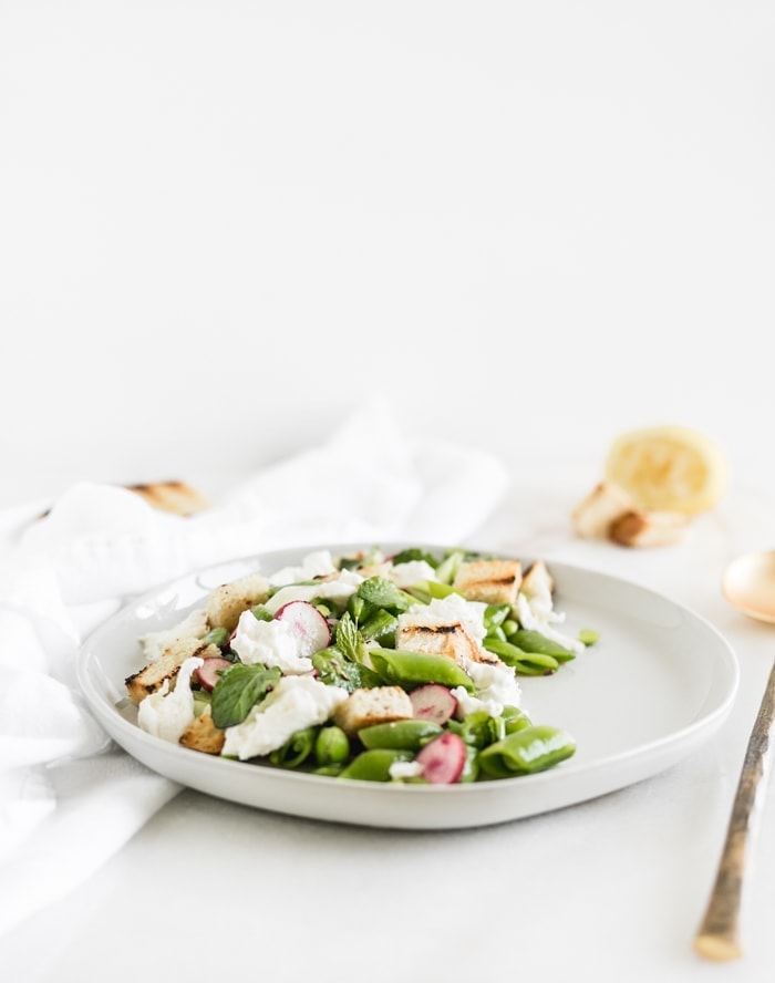 Snap Pea Salad with Burrata - Never Not Hungry