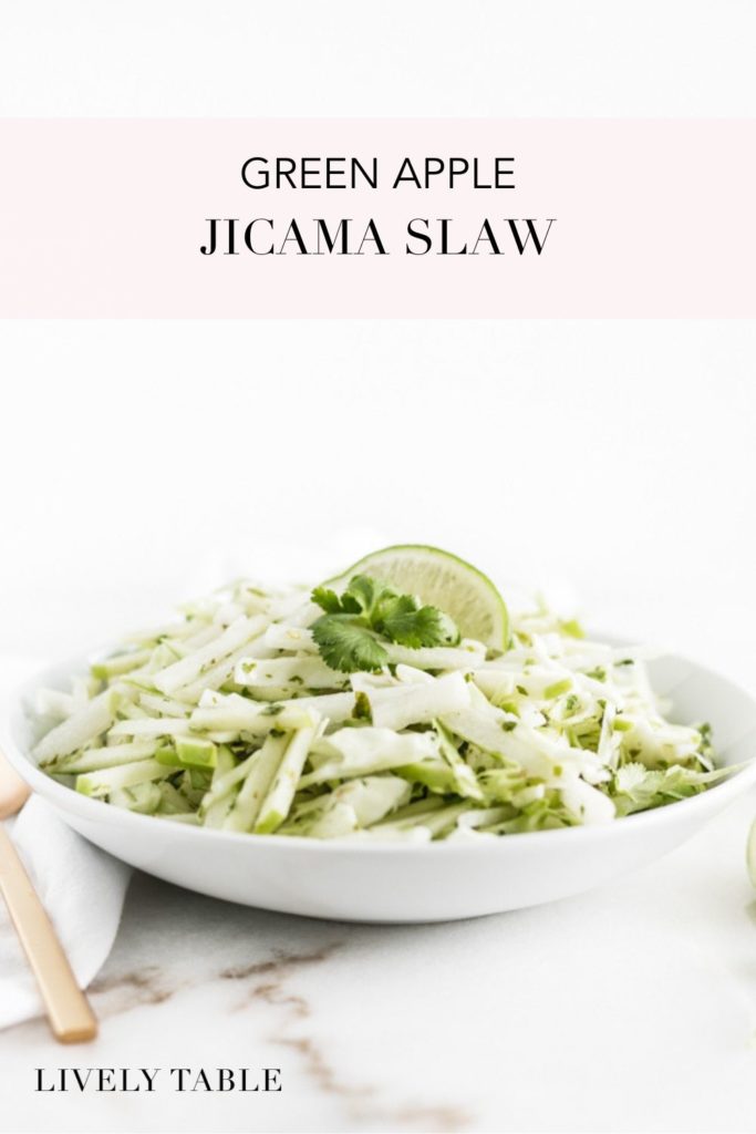 pinterest image of green apple jicama slaw