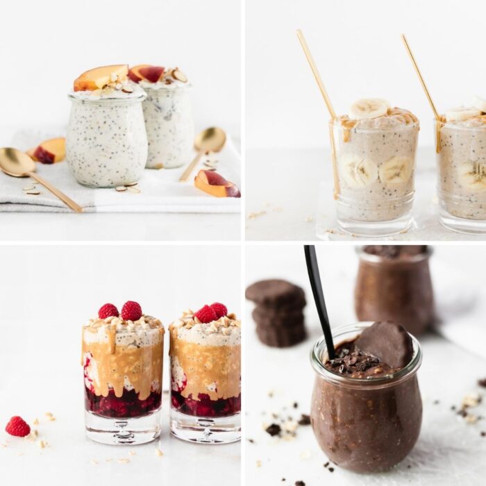 collage of 4 overnight oats recipes