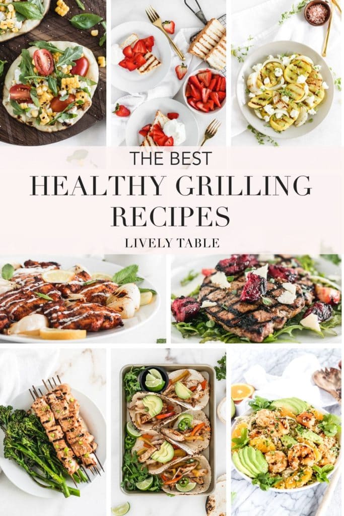 pinterest collage image for healthy grilling recipes.