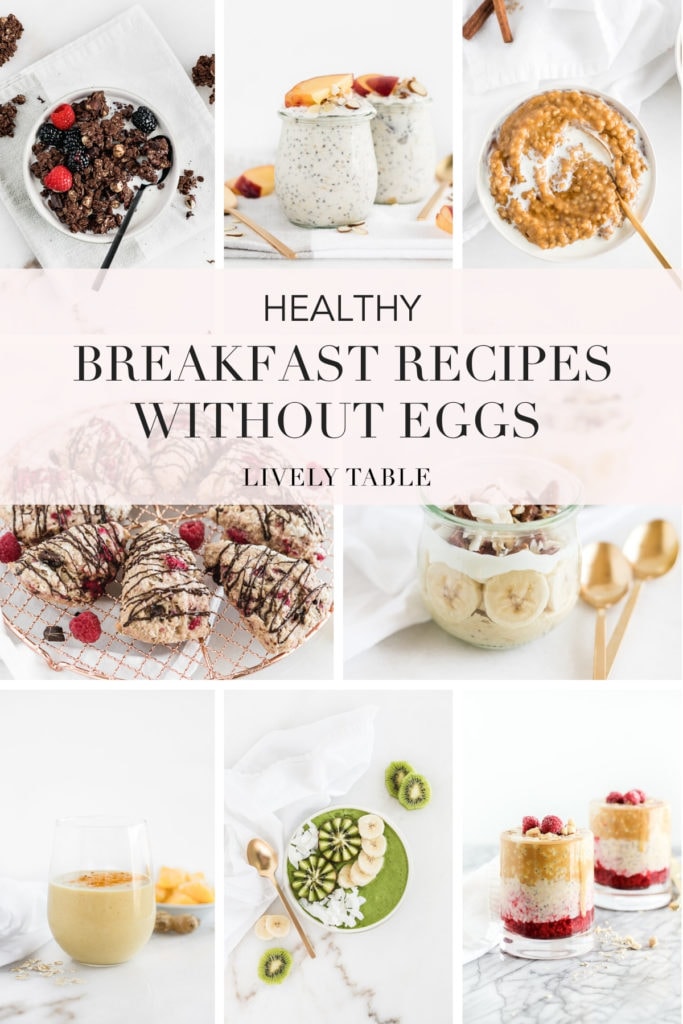 Pinterest image for healthy breakfast recipes without eggs.