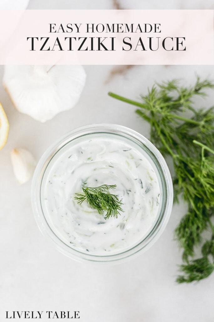 pinterest image with text for homemade tzatziki sauce