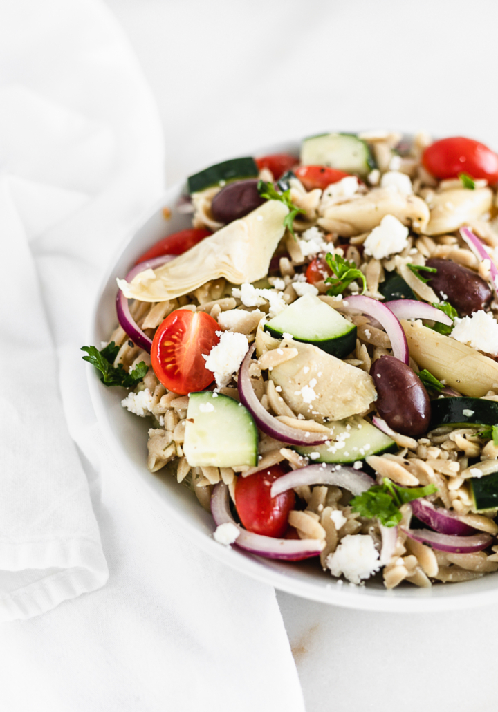 Healthy Greek Orzo Pasta Salad with Homemade Dressing Lively Table