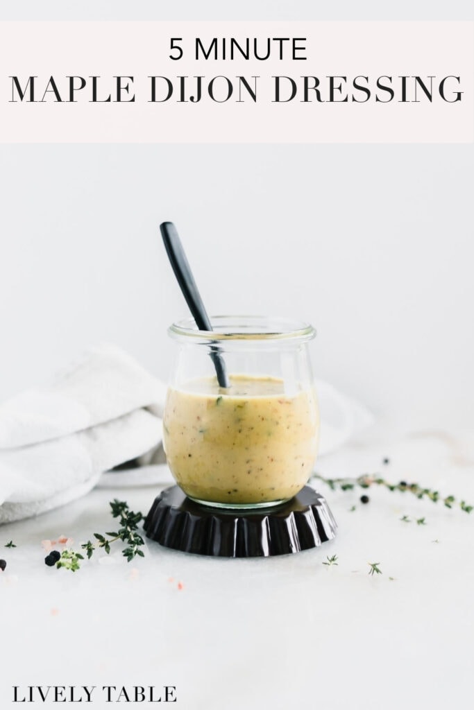 pinterest image with text for maple dijon dressing.