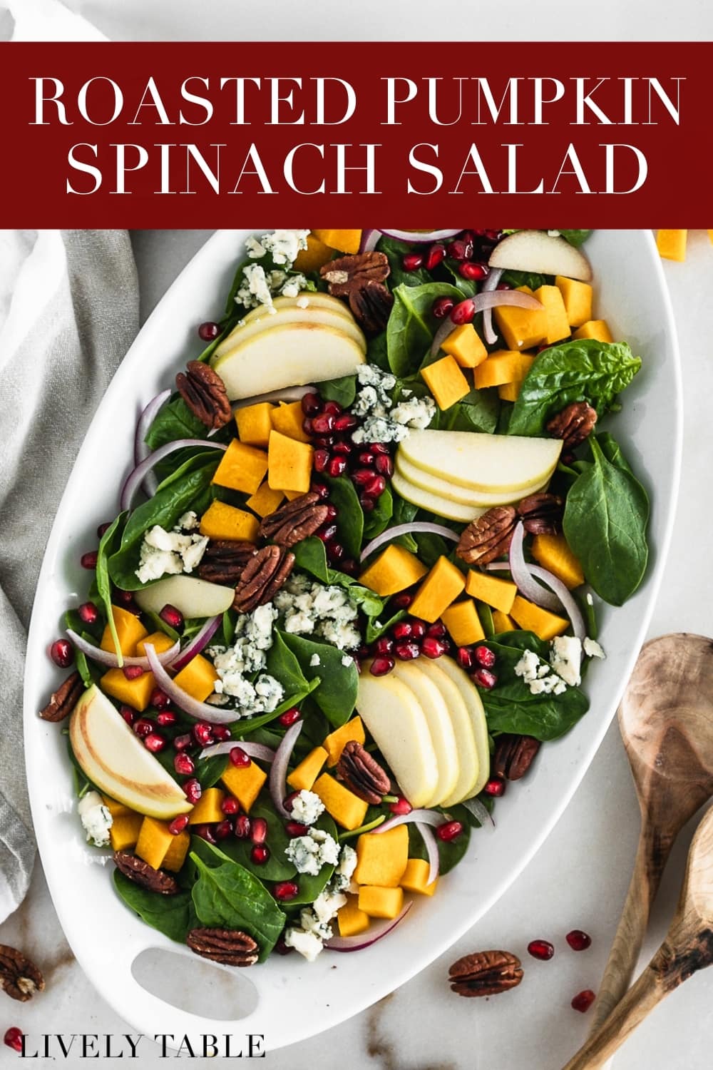 Roasted Pumpkin Spinach Salad - Lively Table