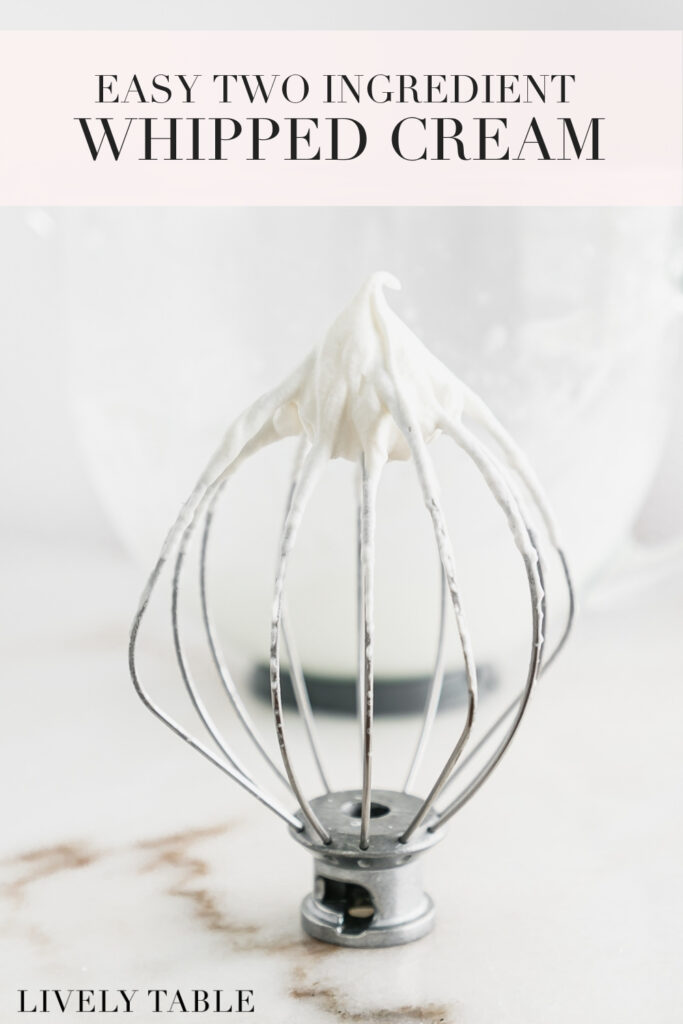 pinterest image with text for how to make homemade whipped cream.