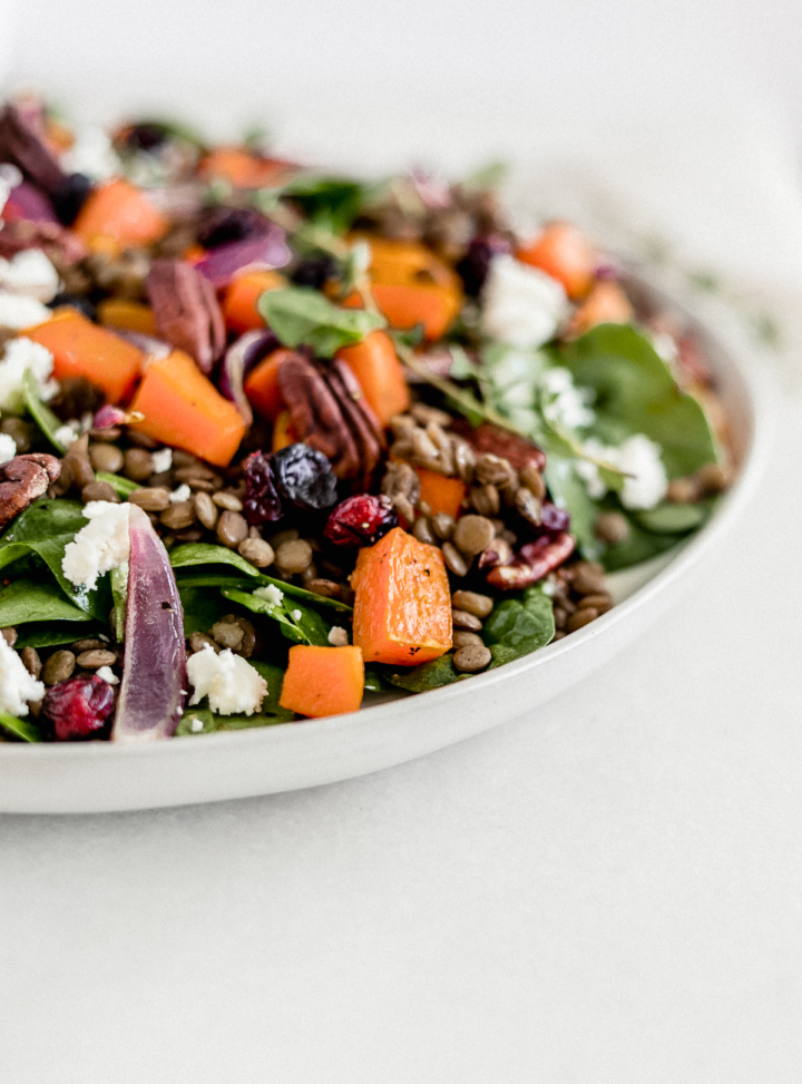 Butternut Squash and Lentil Spinach Salad - Lively Table