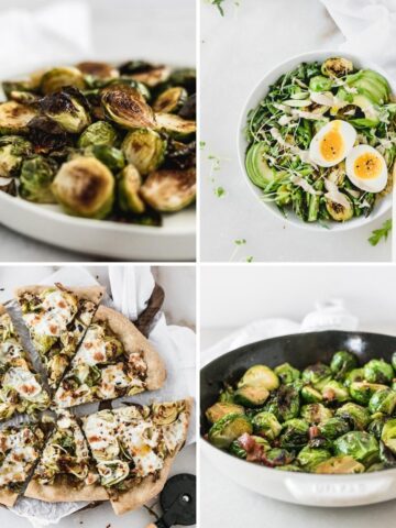 4 image collage of brussels sprouts recipes.