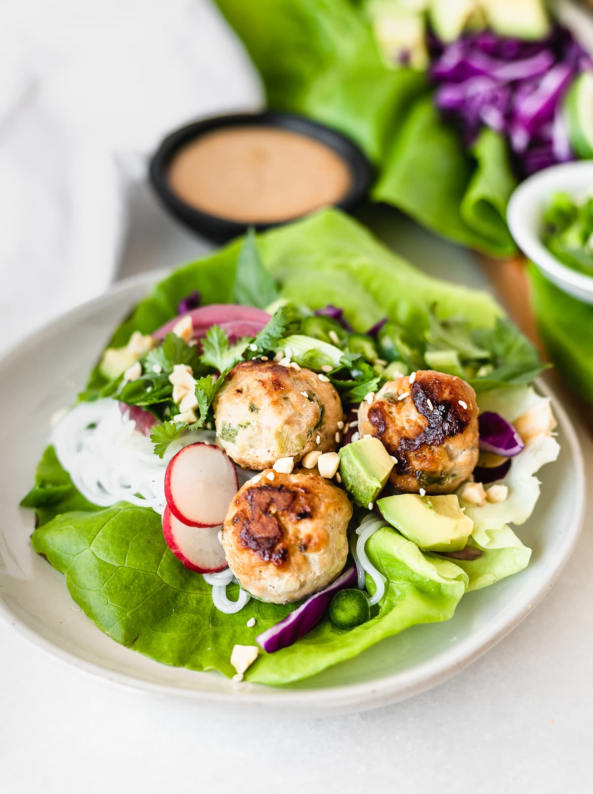 Asian Pork Meatball Lettuce Wraps - Lively Table