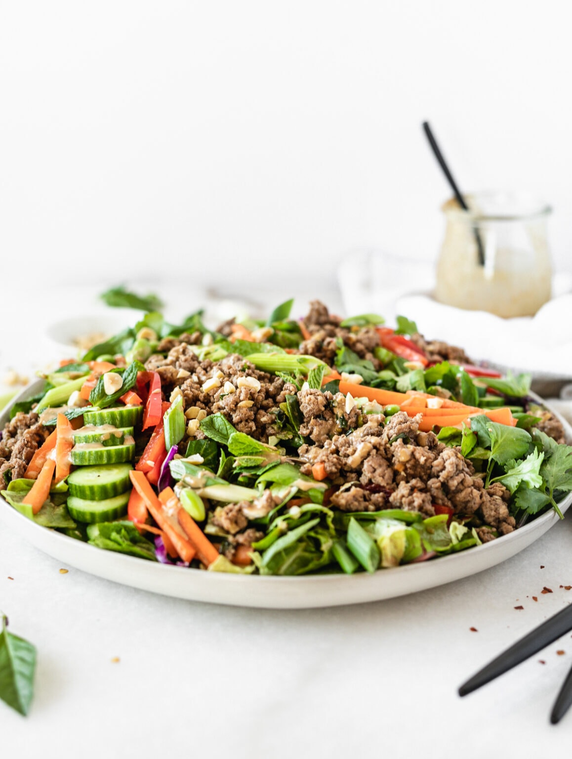 Thai Salad with Ginger Ground Beef and Peanut Dressing Lively Table