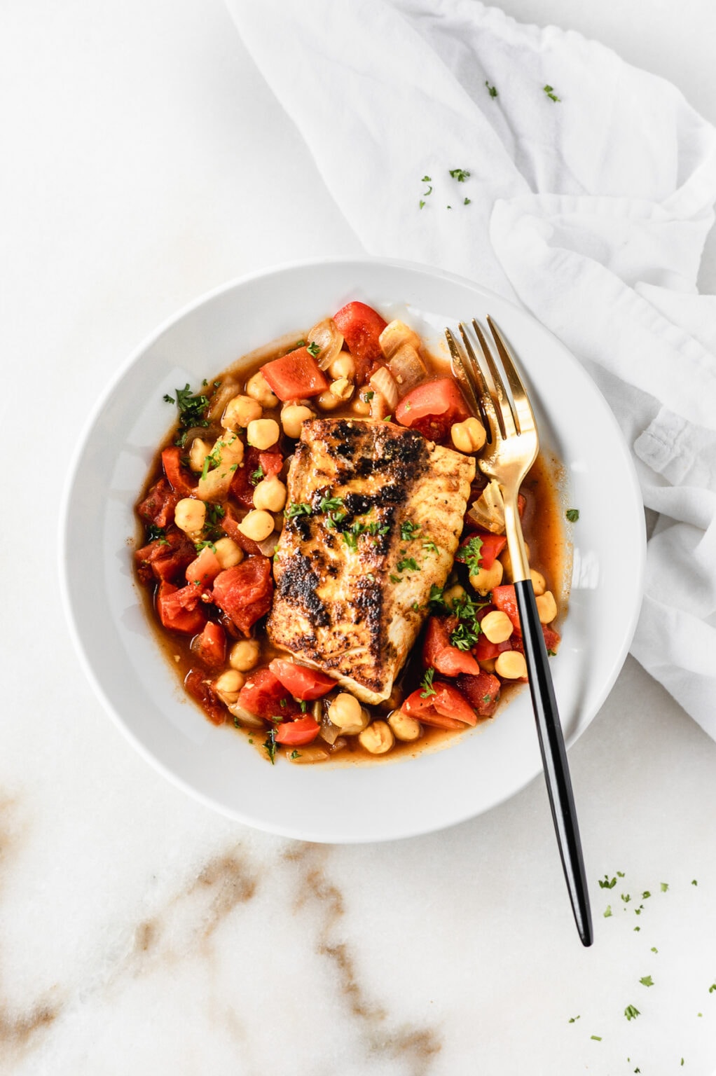Moroccan Cod Skillet with Stewed Tomatoes and Chickpeas Lively Table