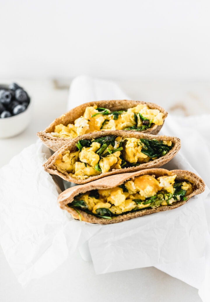 Spinach Egg and Cheese Breakfast Pita - Lively Table