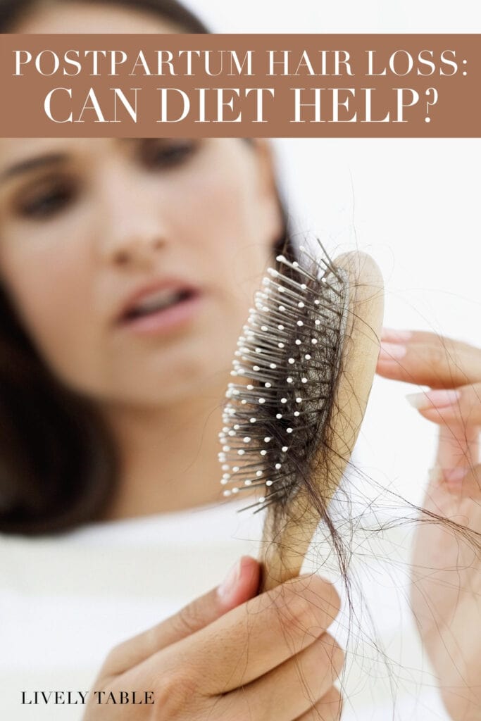 woman holding a hair brush with text overlay.