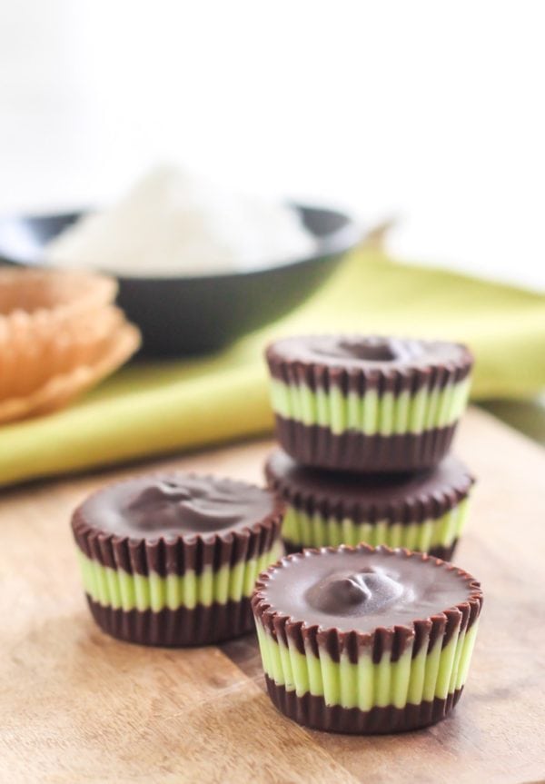 Six Ingredient Matcha Mint Dark Chocolate Cups